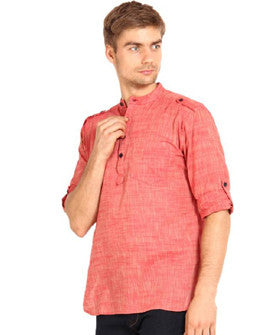 Svanik Solid Men's Straight Kurta (Red)