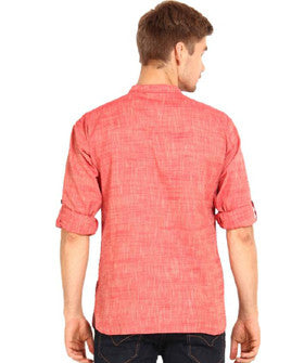 Svanik Solid Men's Straight Kurta (Red)
