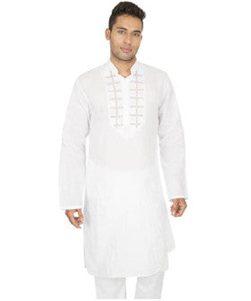 Kalaa Embroidered Men's Straight Kurta (White)