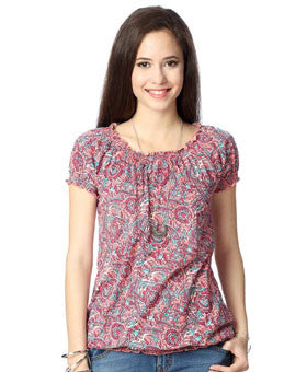 Casual Short Sleeve Printed Women's Pink Top