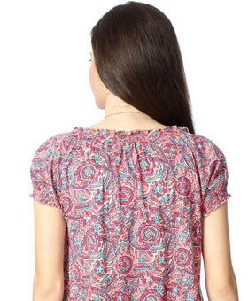 Casual Short Sleeve Printed Women's Pink Top